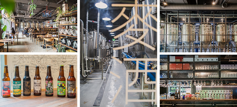 Interior of Indie Beer Factory Brewery with display of different beers available