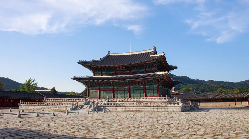 Palace Exterior in a Seoul Without People