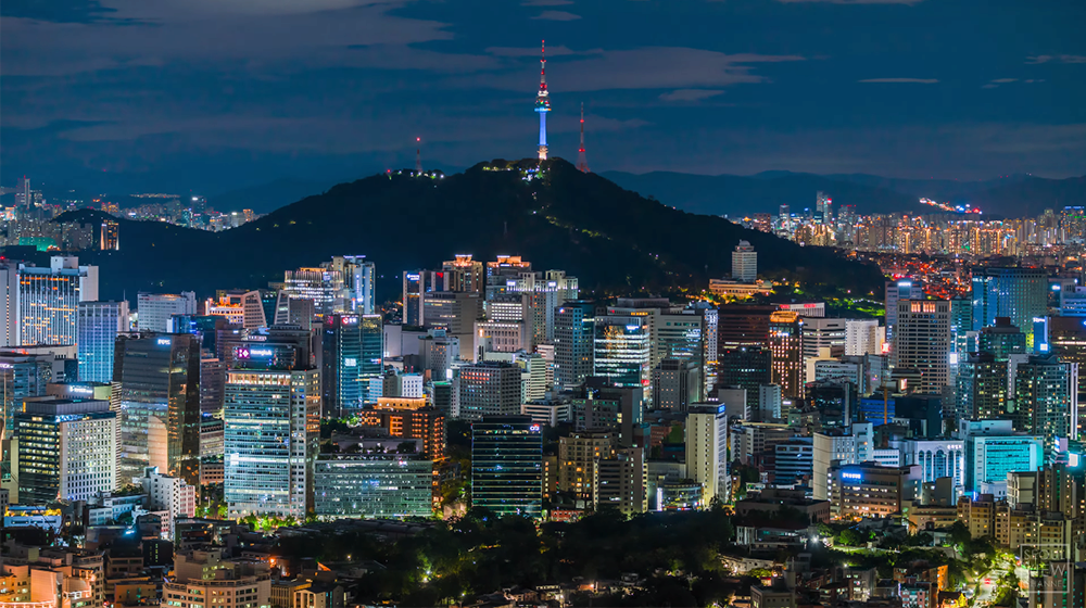 Nightscape Seoul with Mountain Backdrop