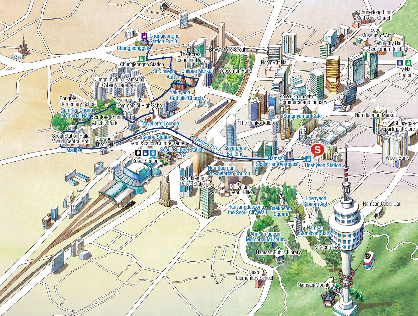 seoul walking tour map