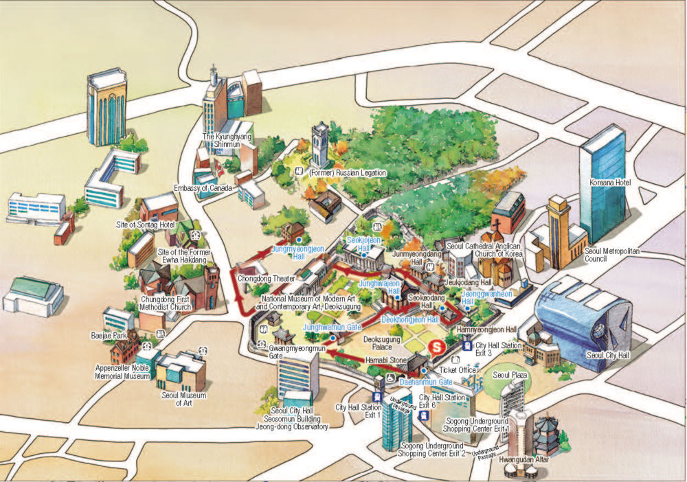 Rout : Daehanmun → Junghwamun → Junghwajeon → Deokhongjeon → Jeonggwanheon → Seokjojeon → Jungmyeongjeon